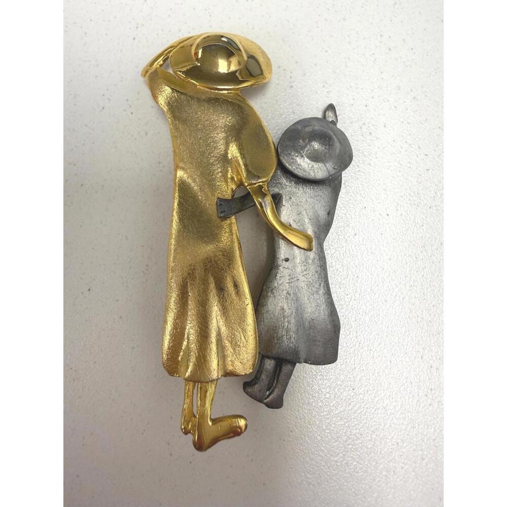Vintage Ultra Craft Figural Brooch- Mother and child modernist pin - Picture 3 of 4
